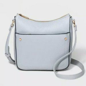 Gray / Blue Zip Closure Adjustable Crossbody Bag